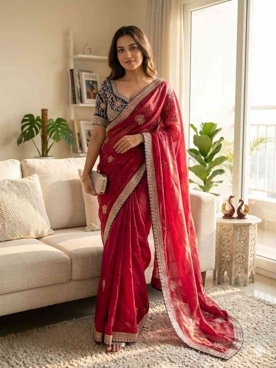 Premium Silk Soft 2109 Exclusive Embroidery Worked Saree Collection