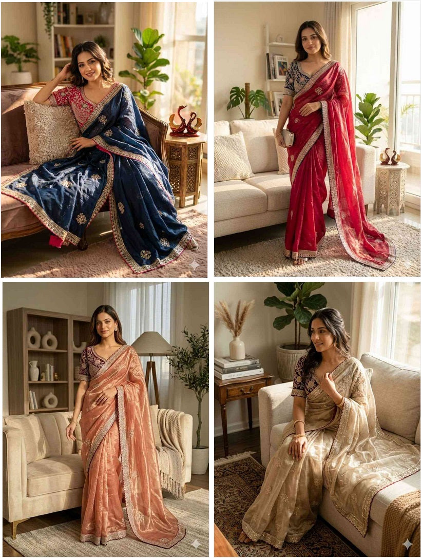 Premium Silk Soft 2109 Exclusive Embroidery Worked Saree Collection