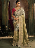 Silk Multi Color Wedding Wear Embroidery Work Saree